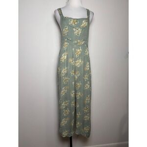 True Craft Womens Jumpsuit XL Slouchy Boho Earthy Cottage Floral Wide Leg Crop